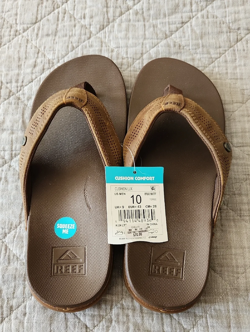 Reef Brown Men's Cushion Comfort Flip Flops Size 10 - Picture 1 of 5